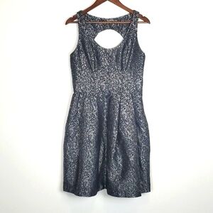 Yoana Baraschi Blue, Black and Silver Fit and Flare Dress